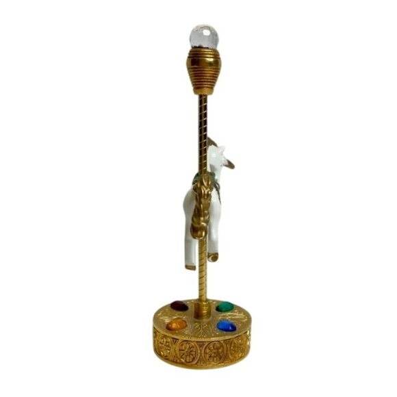 Vintage 1986 Spoontiques Gold Plated Pewter Carousel Unicorn Figurine Enamel - Picture 4 of 5